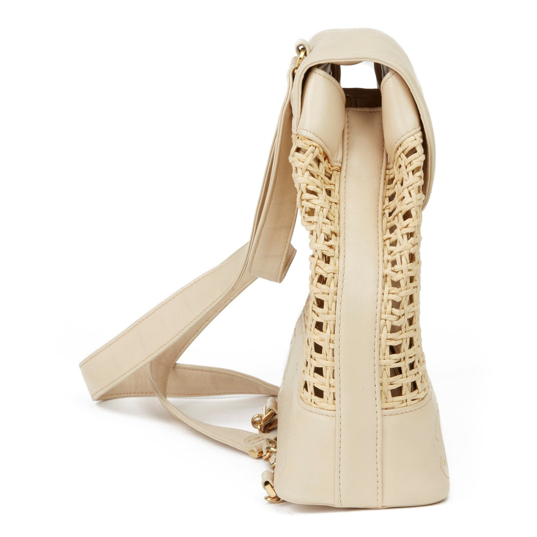 Chanel Beige Lambskin & Wicker Vintage Classic Backpack with Pouch Backpack