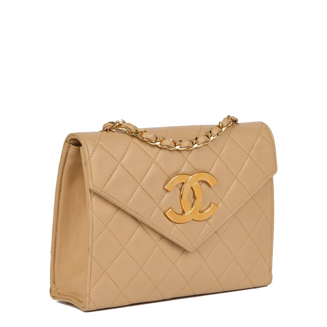 Chanel Beige Quilted Lambskin Vintage Mini Classic Single Flap Bag