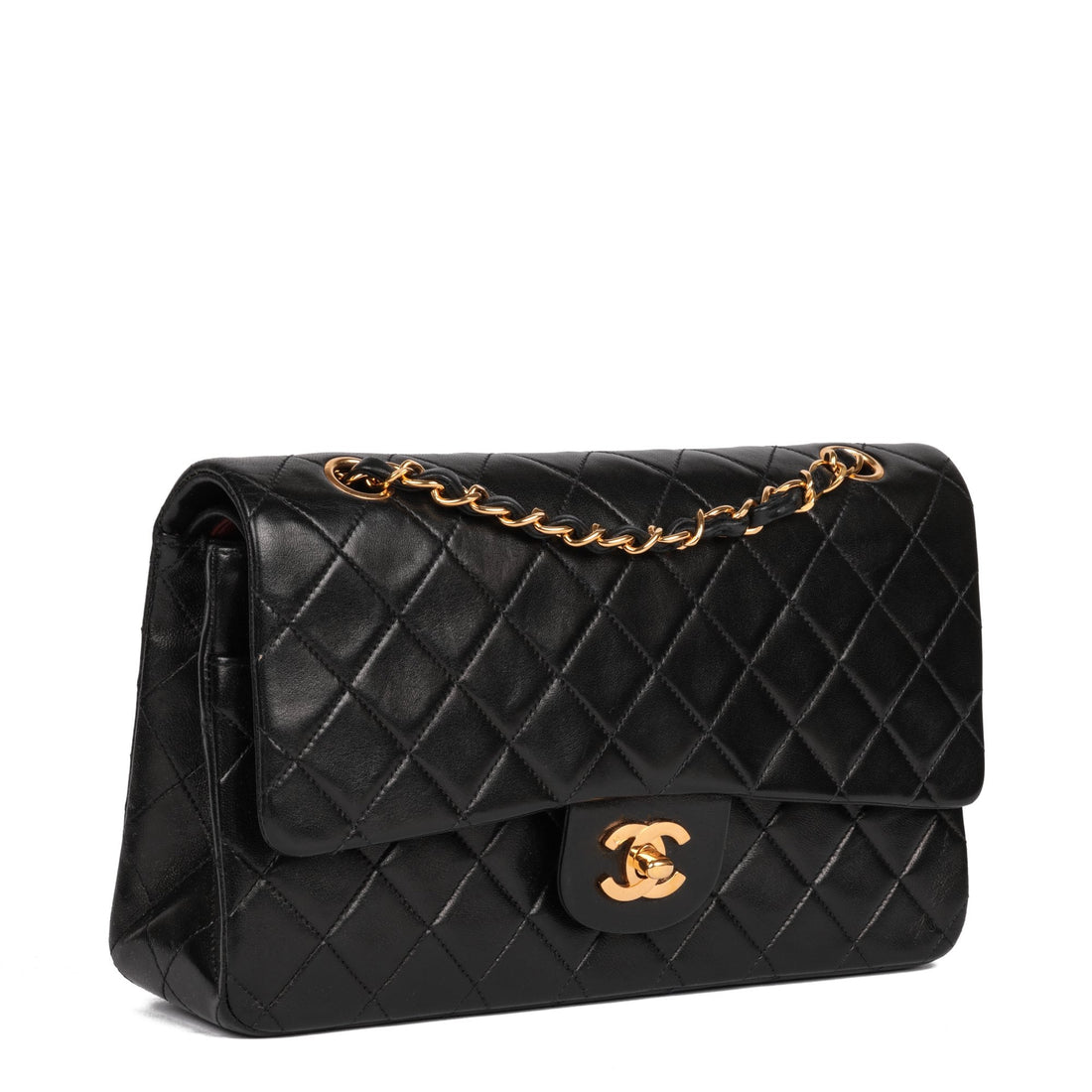 Chanel Black Quilted Lambskin Vintage Medium Classic Double Flap Bag