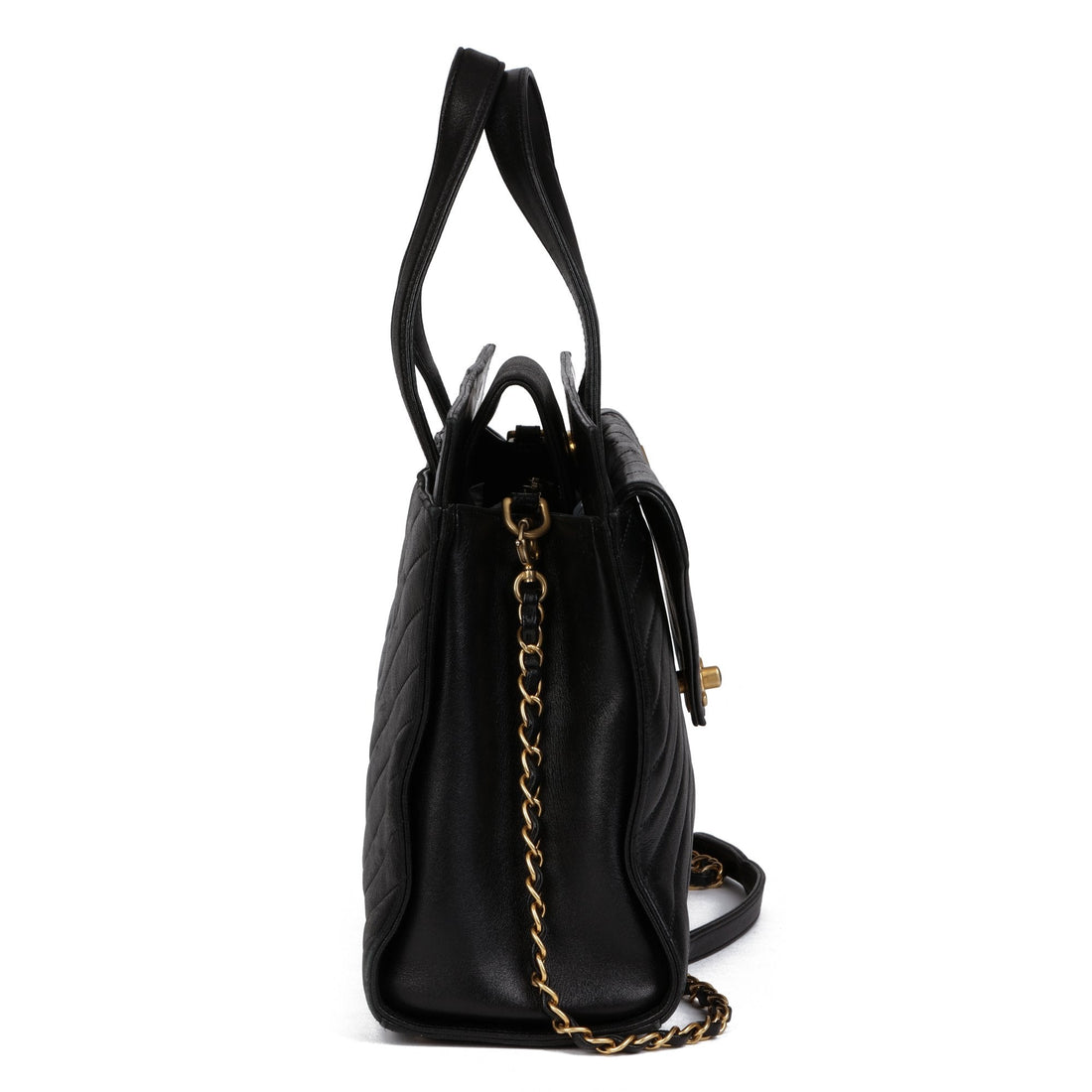 Chanel Black Chevron Quilted Lambskin Classic Shoulder Bag