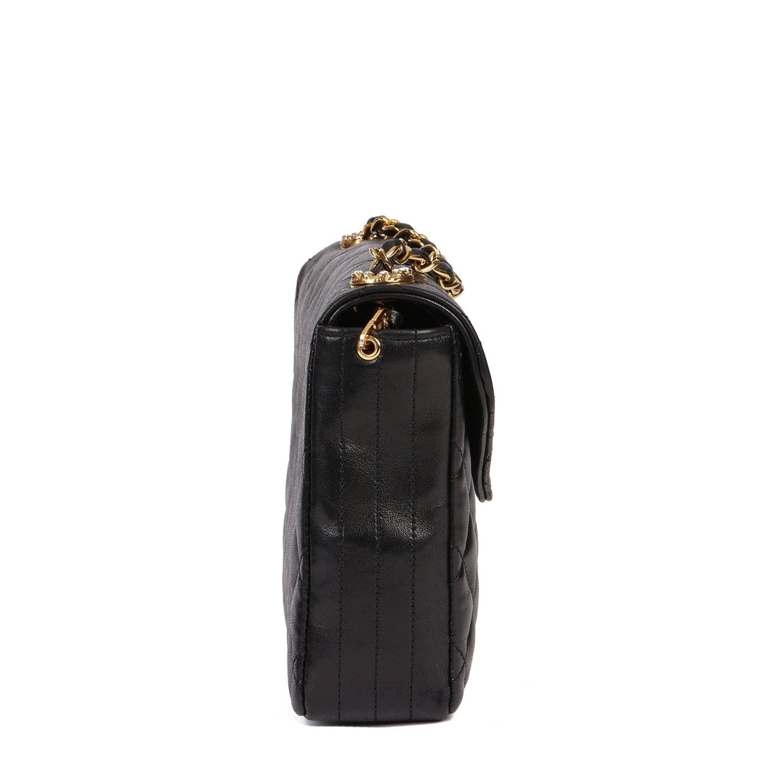 Chanel Black Quilted Lambskin Vintage Crystal Embellished Mini Flap Bag