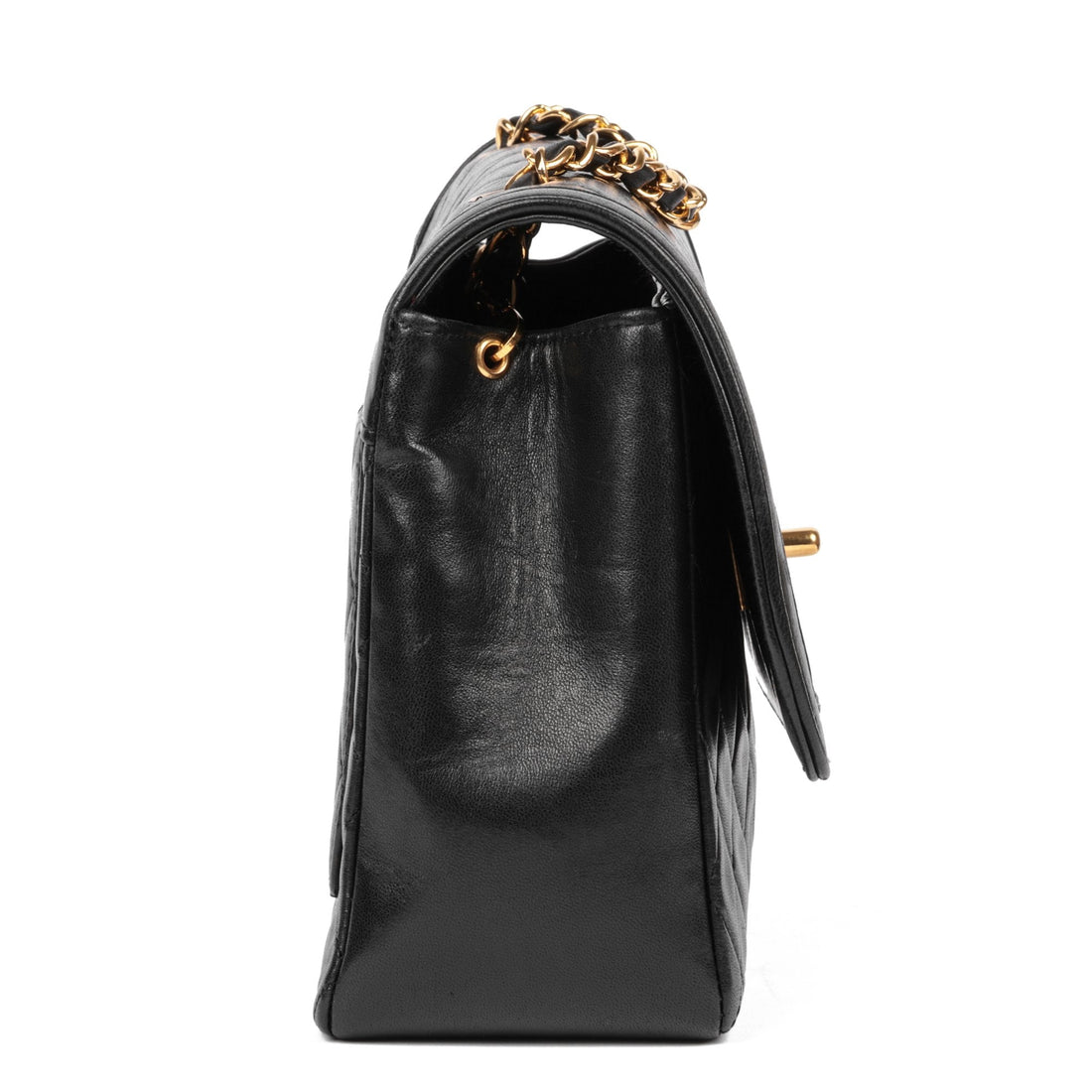 Chanel Black Quilted Lambskin Vintage Medium Classic Single Flap Bag with Wallet Shoulder Bag