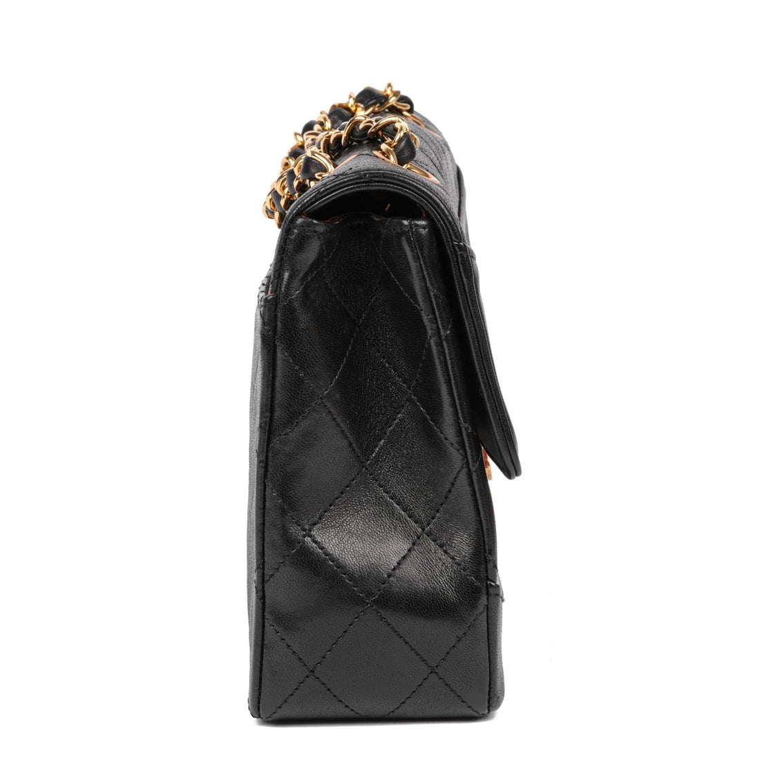 Chanel Black Quilted Lambskin Vintage Medium Classic Single Flap Bag with Wallet Shoulder Bag