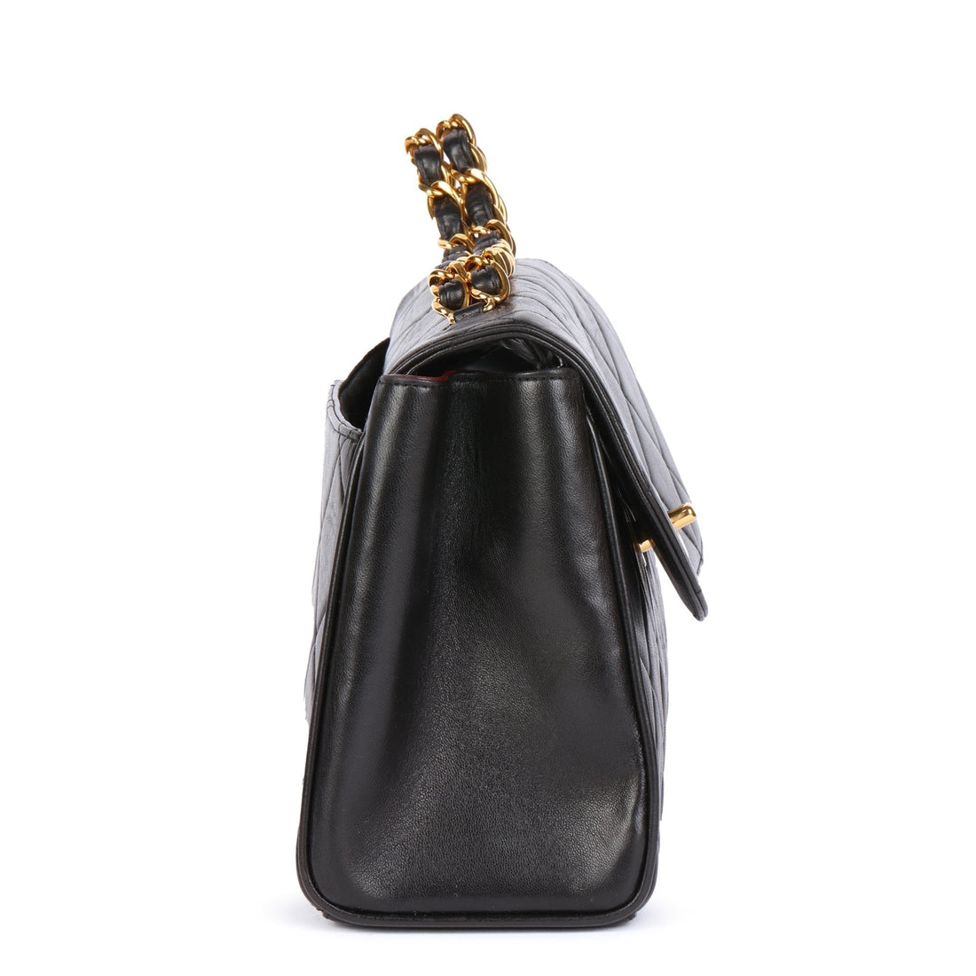 Chanel Black Quilted Lambskin Vintage Medium Top Handle Classic Single Flap Bag Top Handle Bag