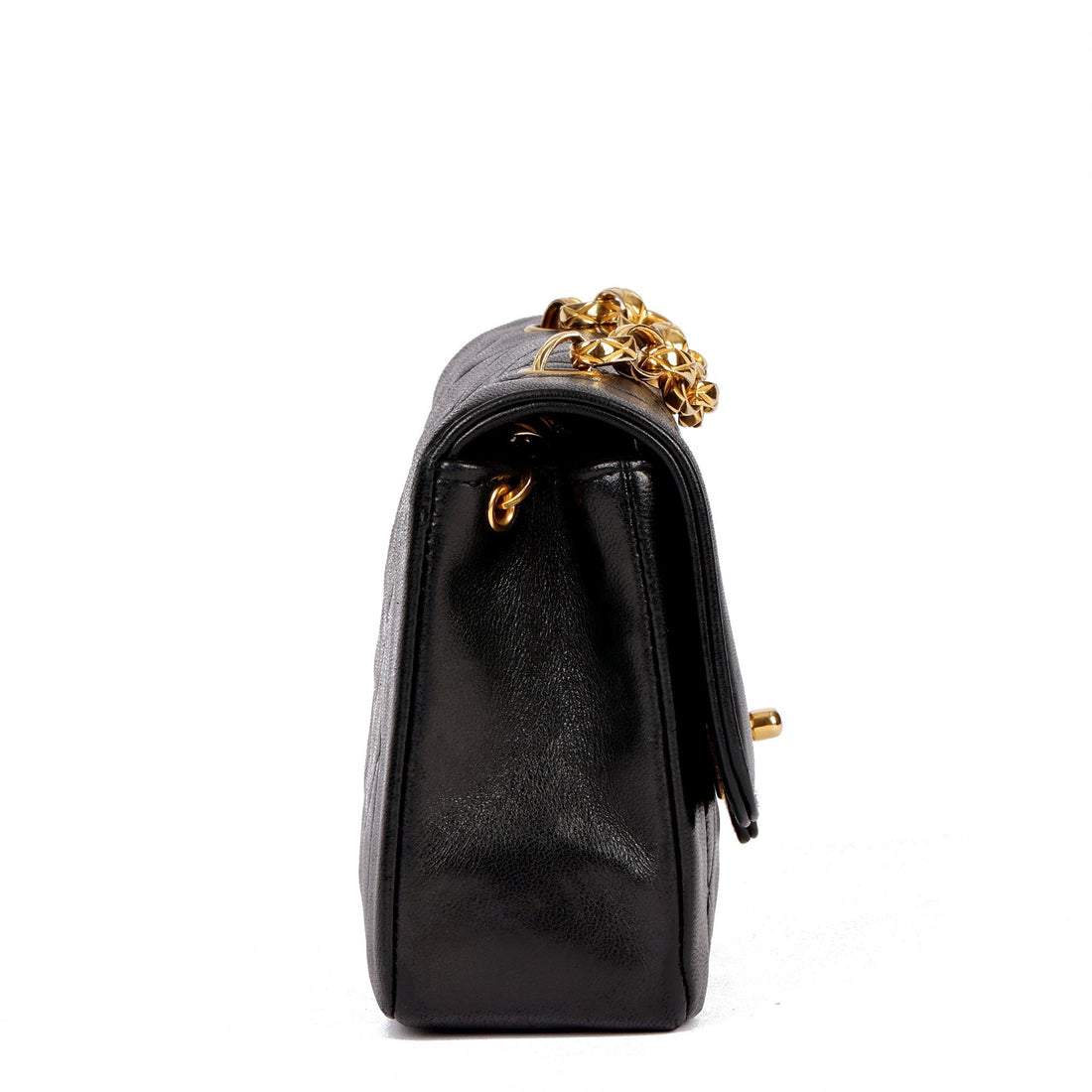 Chanel Black Quilted Lambskin Vintage Mini Diana Classic Single Flap Bag