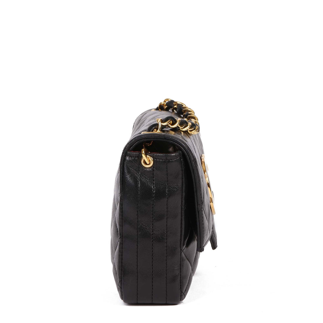 Chanel Black Quilted Lambskin Vintage XL Small Classic Single Flap Bag
