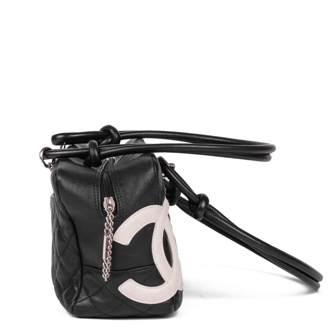 Chanel Black and White Quilted Lambskin Large Cambon Bowling Bag