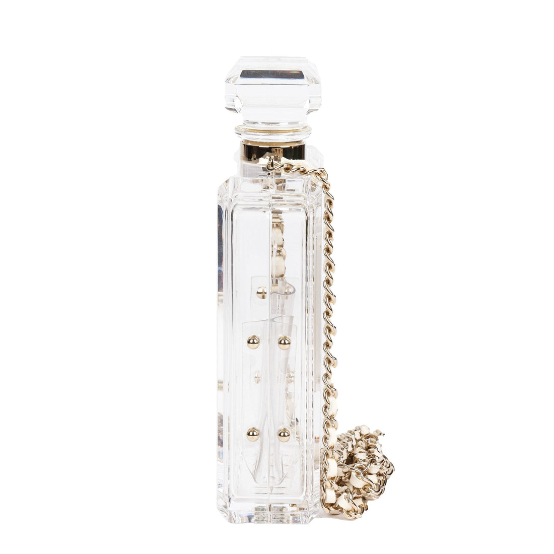 Chanel Clear Plexiglass Perfume Bottle Minaudiere Shoulder Bag