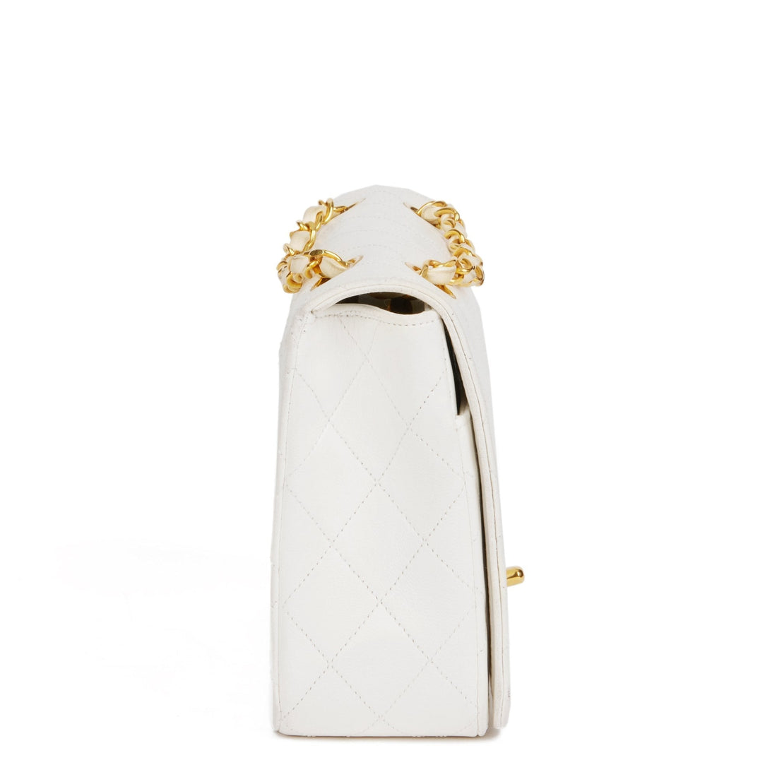 Chanel Ivory Quilted Lambskin Vintage Small Classic Single Full Flap Bag