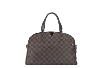 LOUIS VUITTON KENSINGTON BOWLING BAG (N41505) MM DAMIER EBENE GOLD HARDWARE WITH DUST COVER AND BOX