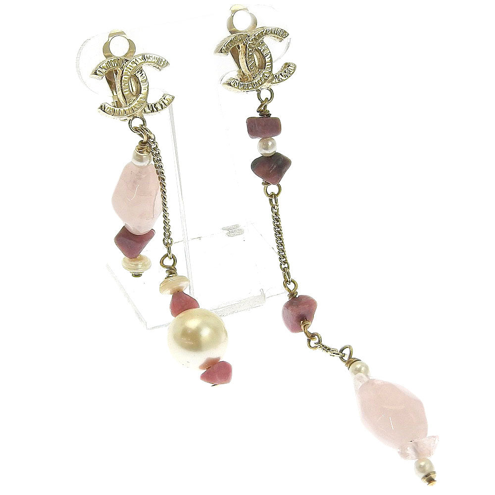 ?Suale  OFF? CHANEL Chanel Coco Asymmetry Metal Made  Color Stone Pink 05A  Earring ?Supersale? A Ranked Cocomark Earring