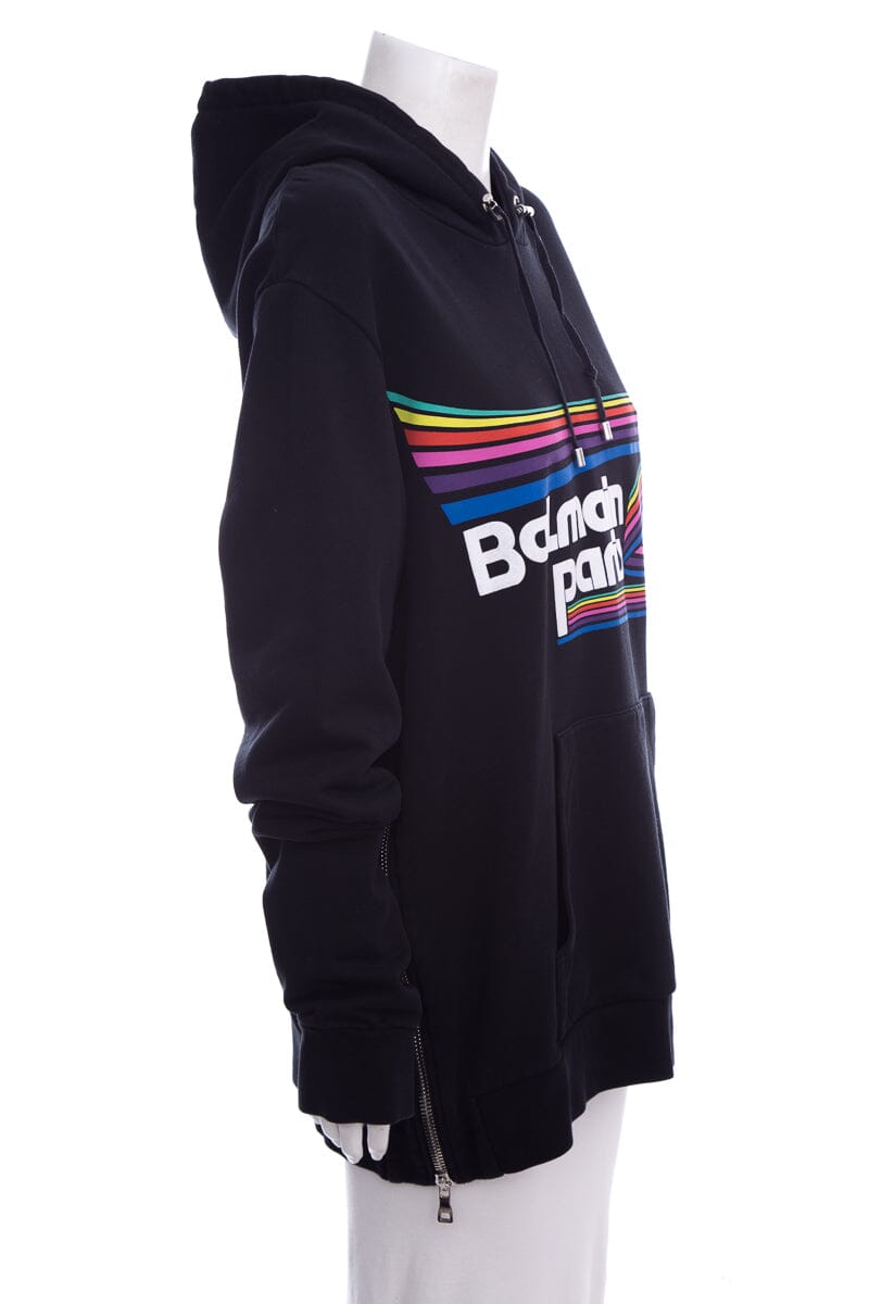 Balmain Black & Multicolor Strip Logo Sweatshirt SZ L