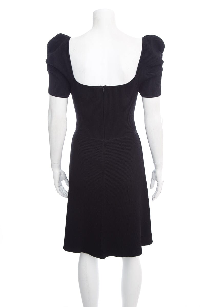 Carolina Herrera Black Ribbed Short Sleeve Mini Dress SZ XS