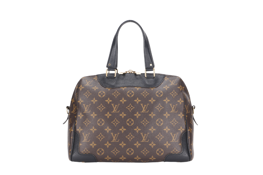 LOUIS VUITTON M50058 RETIRO BLACK LEATHER MONOGRAM CANVAS GOLD HARDWARE WITH STRAP