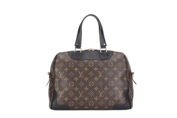 LOUIS VUITTON M50058 RETIRO BLACK LEATHER MONOGRAM CANVAS GOLD HARDWARE WITH STRAP