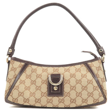 GUCCI Abbey GG Canvas Leather Shoulder Bag Beige Dark Brown 130989