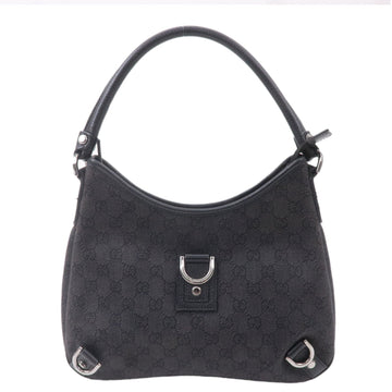 GUCCI Abbey GG Denim Leather Shoulder Bag Hand Bag Black 268637