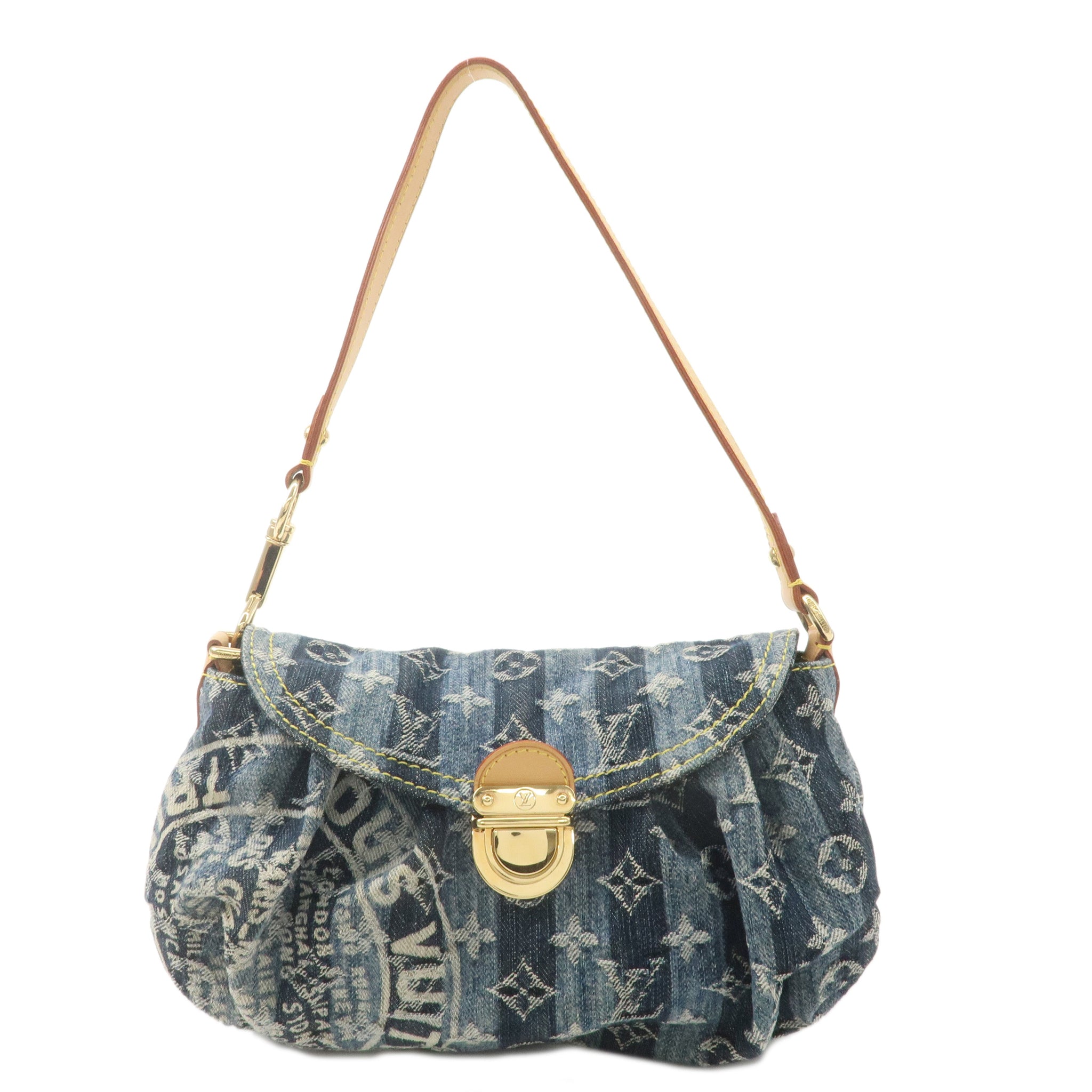 Louis Vuitton Monogram Denim Mini Pleaty Raye Shoulder Bag M95333