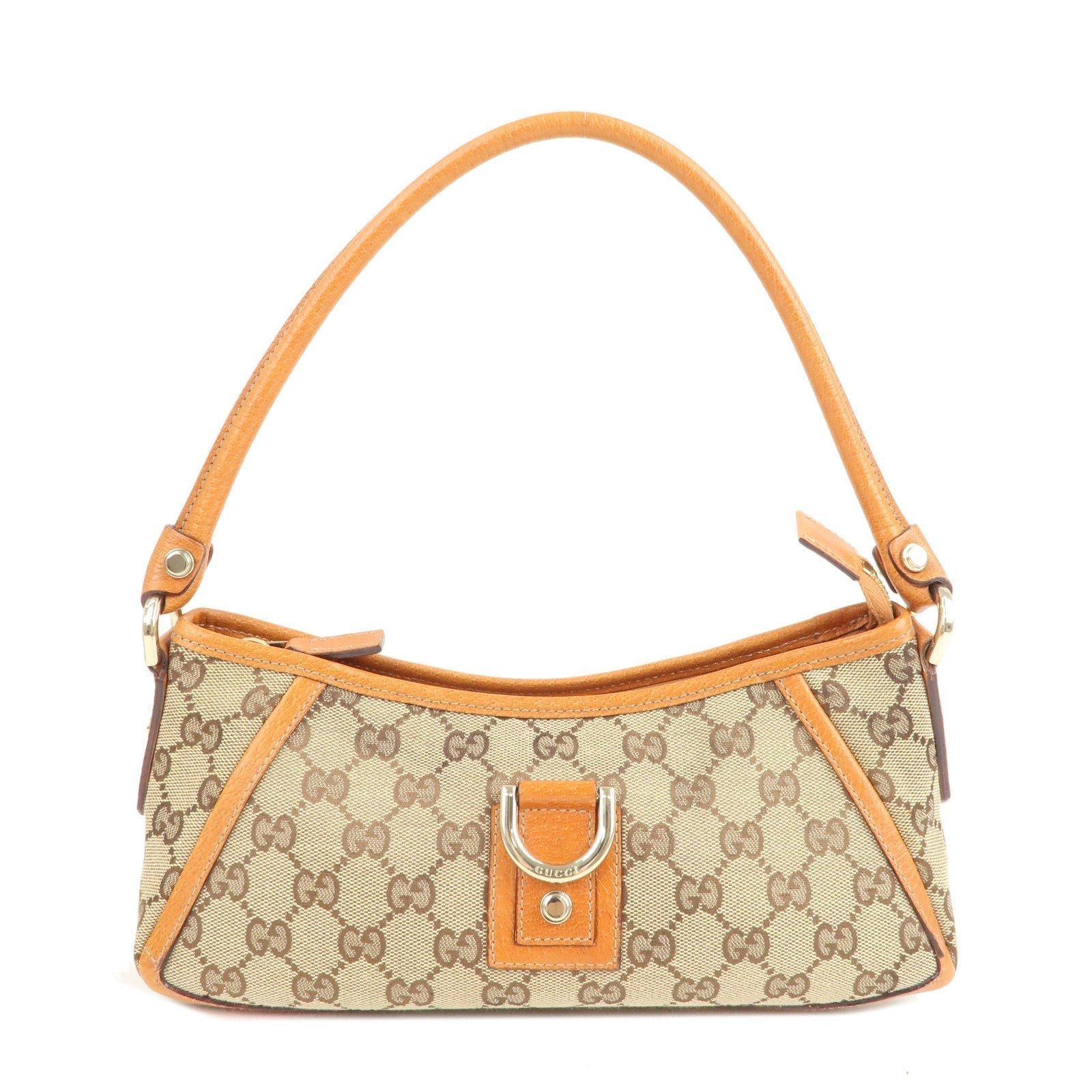 GUCCI Abbey GG Canvas Leather Shoulder Bag Beige Brown 130939