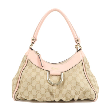 GUCCI Abbey GG Canvas Leather Shoulder Bag Beige Pink 190525