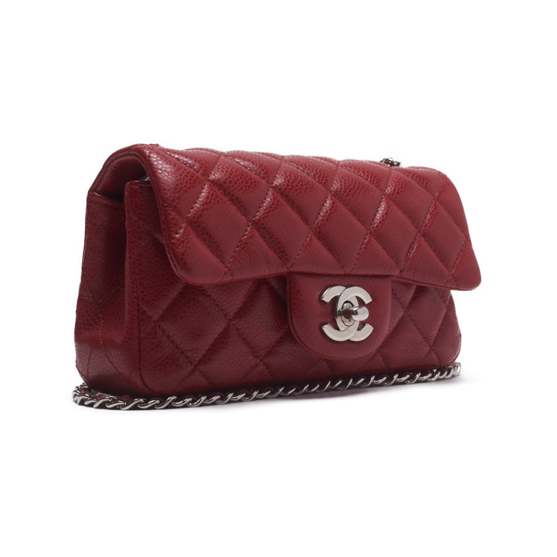 CHANEL ?CHANEL? Mini Trace Chain Shoulder Caviar S Red (Silver G ) Shoulder Bag Miniature Shoulder Bag  Bag Hybrid ? Ship? Netherlands Online