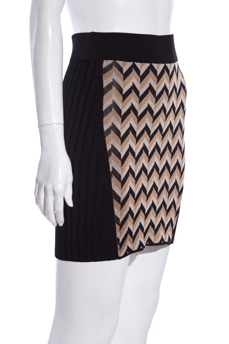 Rag & Bone Black & Brown Chevron Knit Skirt SZ XS