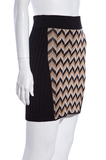 Rag & Bone Black & Brown Chevron Knit Skirt SZ XS