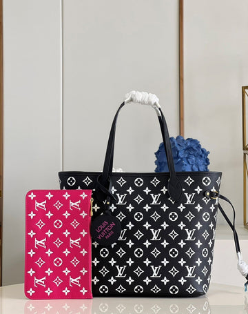 LV Neverfull MM Monogram Empreinte Black/White For Womtlm,  Tote Bags 12.2in/31cm LV M46103