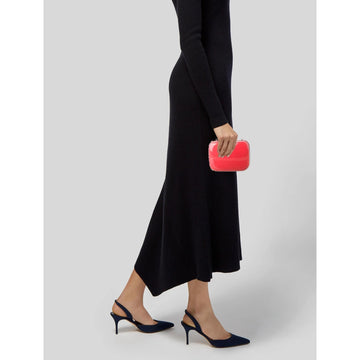 Retro, Fendi two way- clutch or cross body/shoulder clam shell style purse made of red & tortoise shell Lucite with a gold chain strap