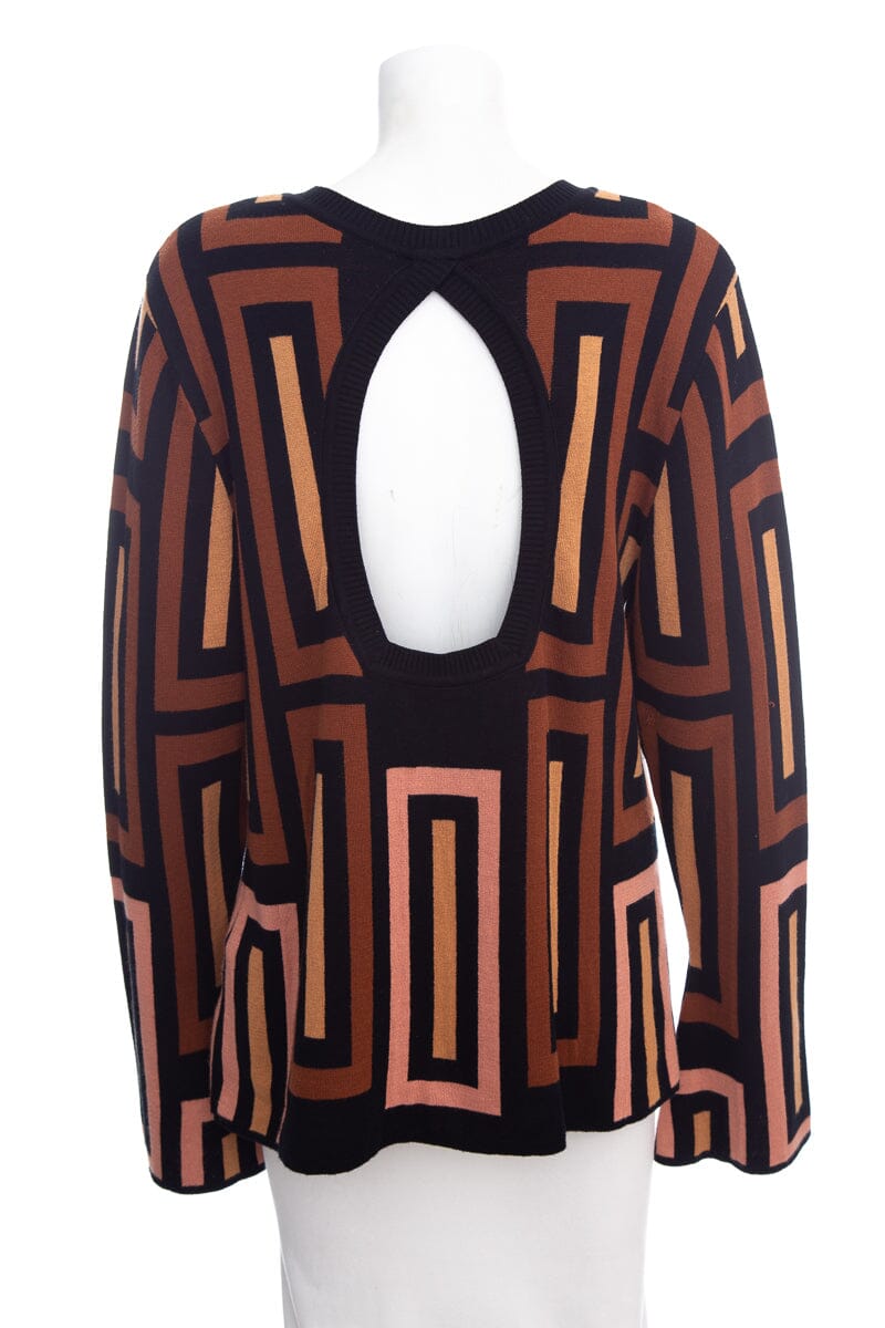 Johanna Ortiz Black & Brown Bell Sleeve Sweater SZ XL