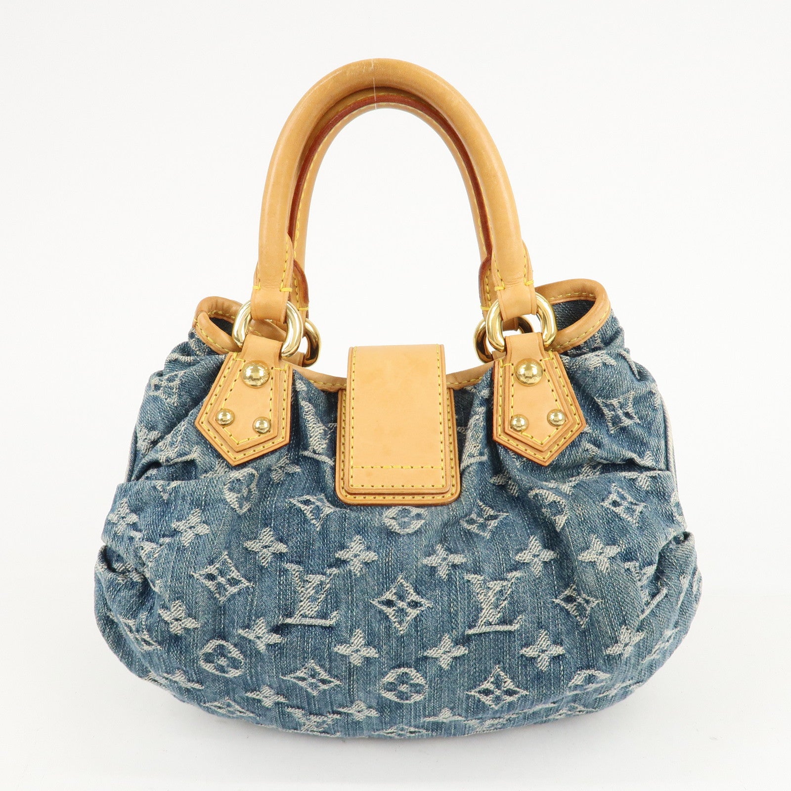 Louis Vuitton Monogram Denim Pleaty Hand Bag Blue M95020