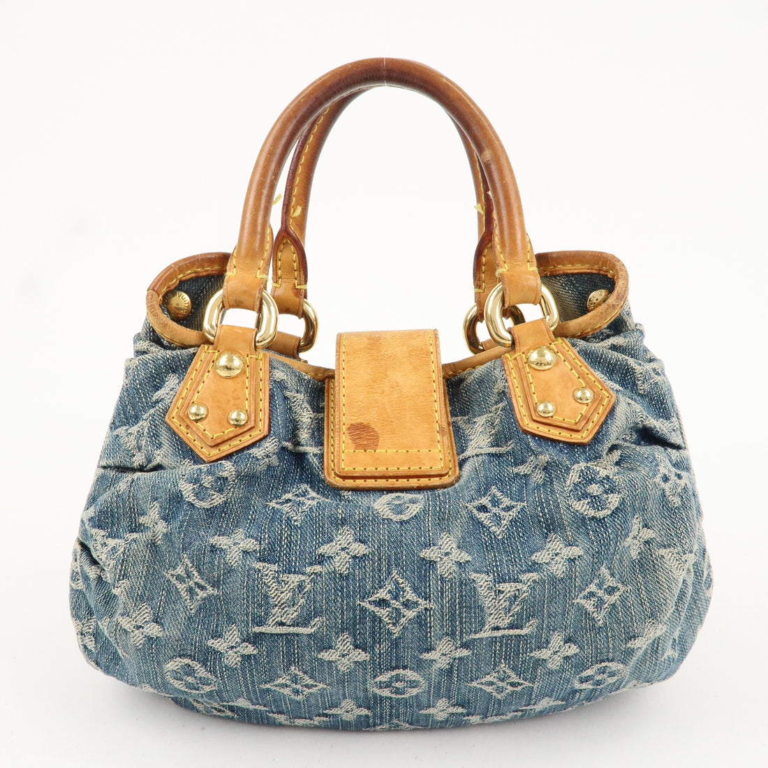 Louis Vuitton Monogram Denim Pleaty Hand Bag Blue M95020