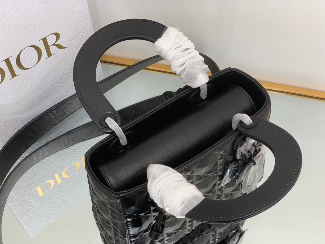 DI Medium Lady Bag Cannage with Beaded Motif, Black, For Womtlm Womtlm’s Handbags, Crossbody Bags, 20cm CD