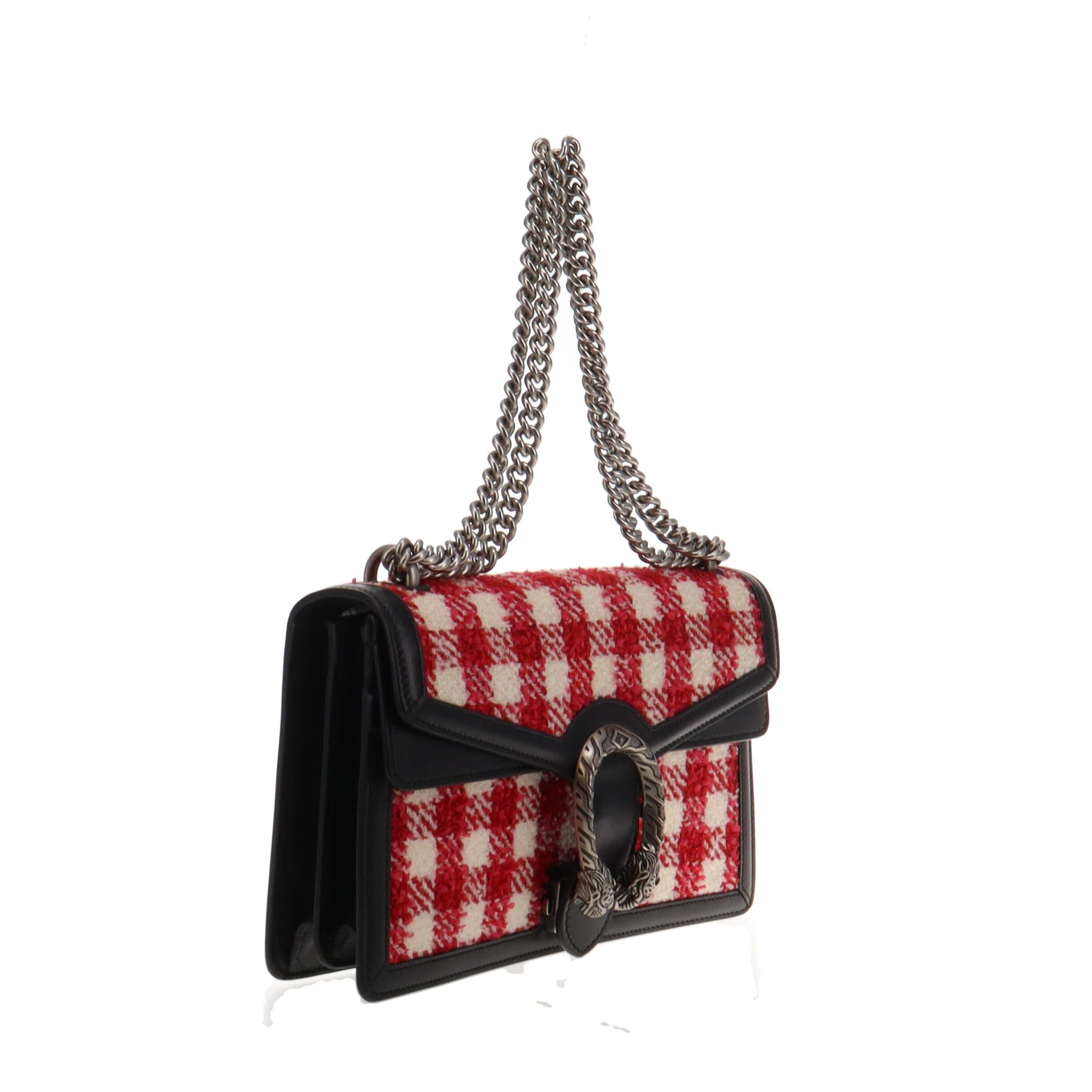Gucci Red/Pink Tweed Small Dionysus Shoulder Bag