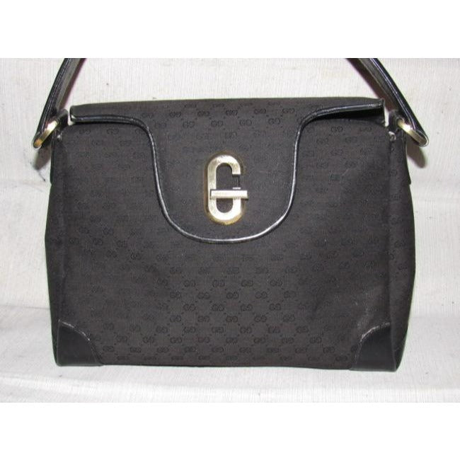 Gucci Black Micro Guccissima Print Jackie Satchel w G Twist Clasp