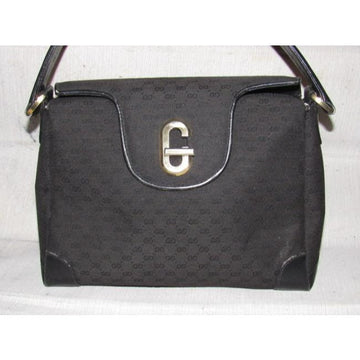 Gucci Black Micro Guccissima Print Jackie Satchel w G Twist Clasp