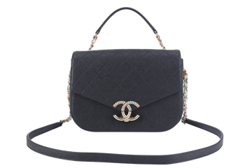 CHANEL PARIS-CUBA THREAD AROUND FLAP BAG (2359xxxx) BLACK CAVIAR LEATHER GOLD HARDWARE WITH