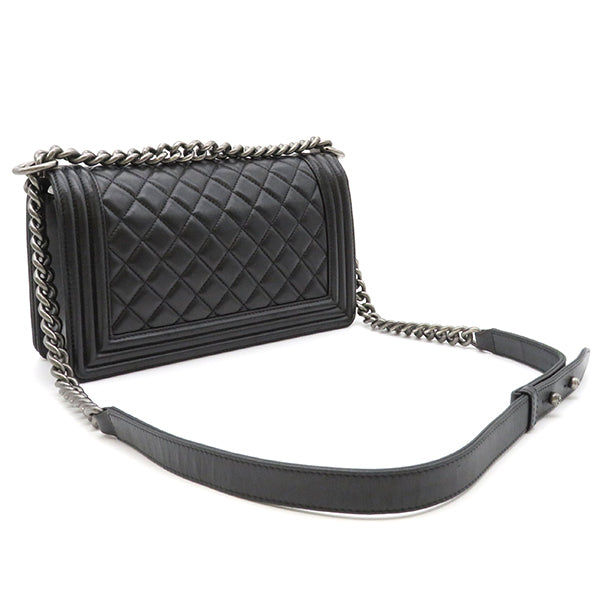Chanel Boy Shoulder Bag Black Lambskin A67086