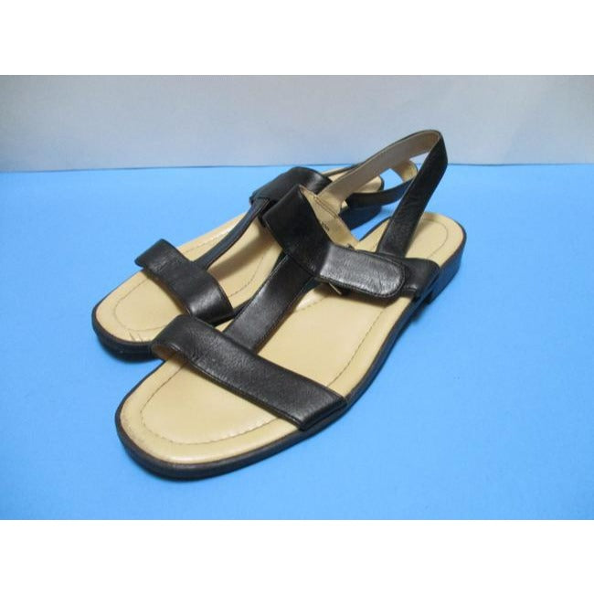 Jennifer Moore Black Sevilla Flats Velcro Sandals Size Us