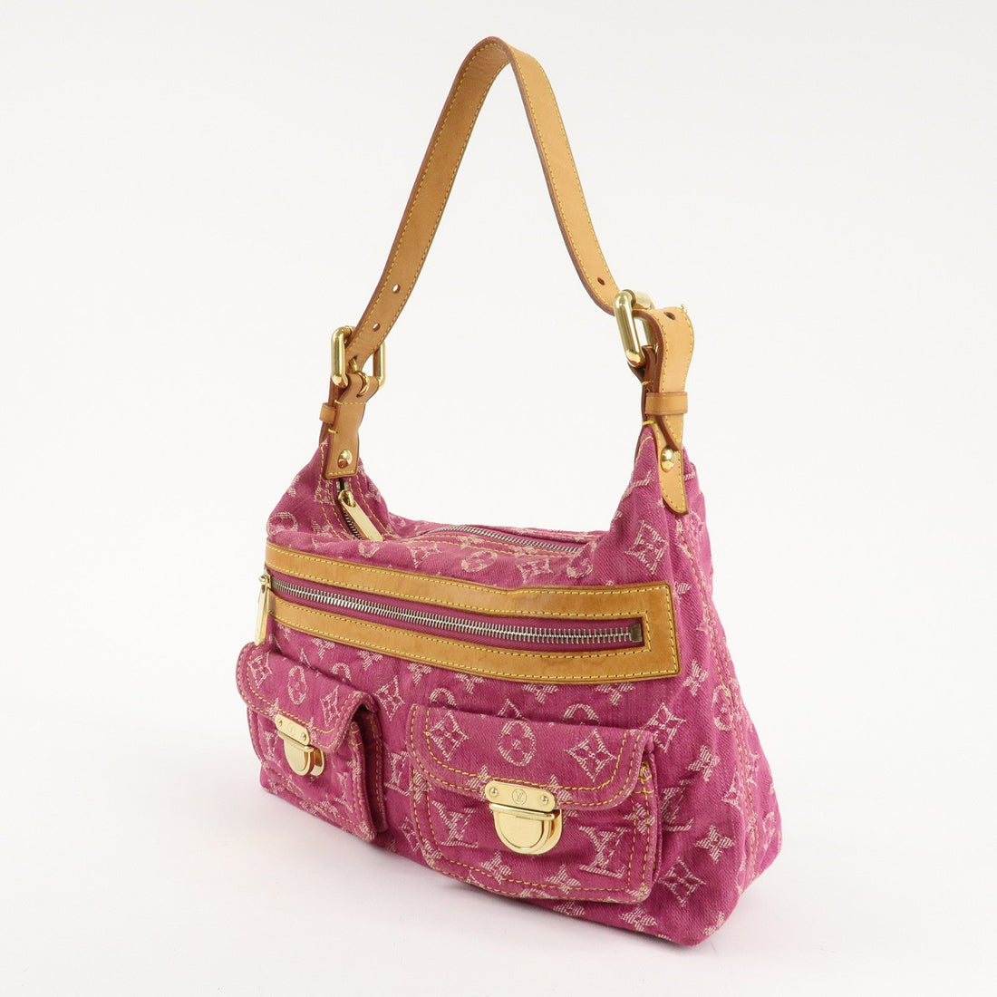 Louis Vuitton Monogram Denim Baggy PM Shoulder Bag Fuchsia M95212
