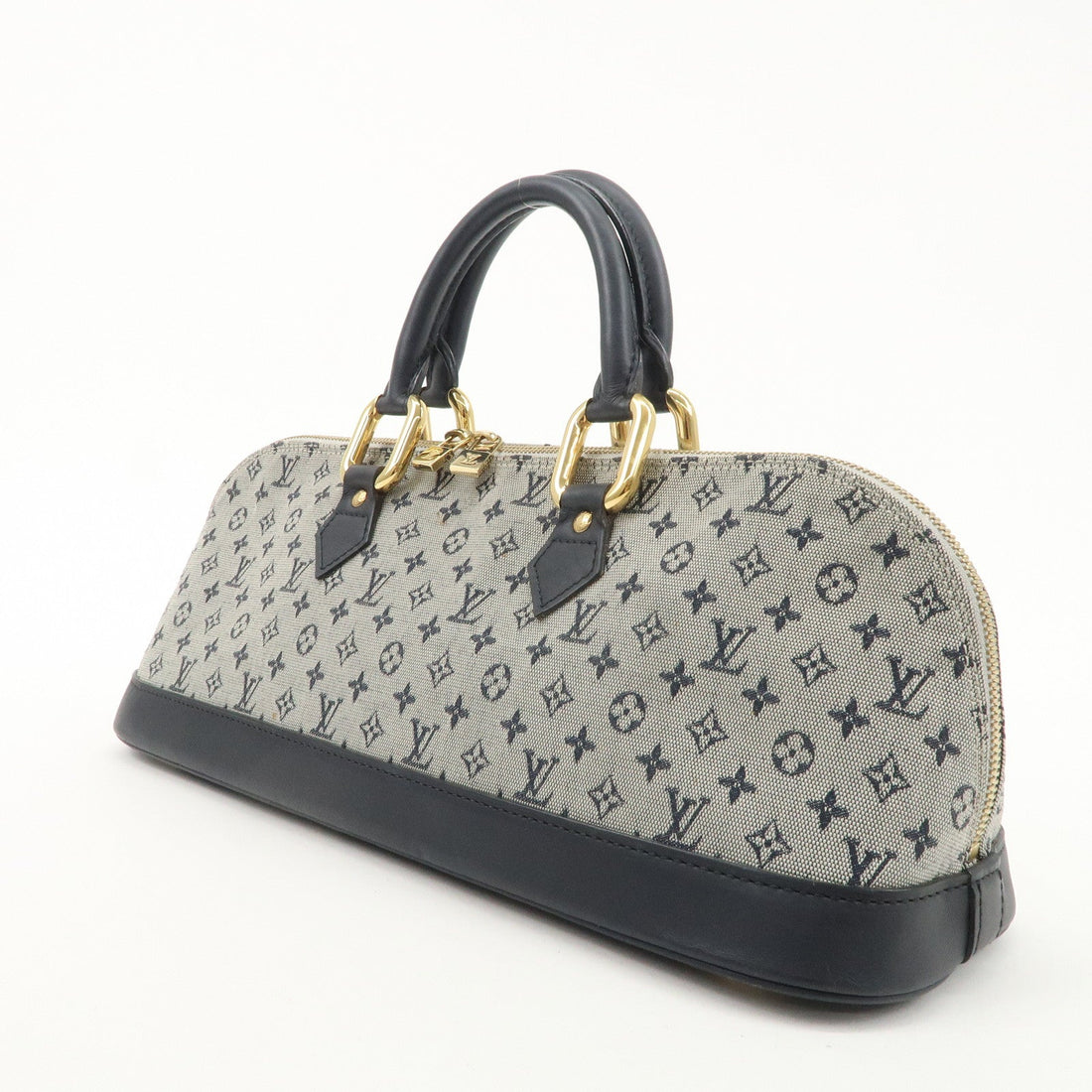 Louis Vuitton Monogram Mini Alma Long Hand Bag Blue M92205