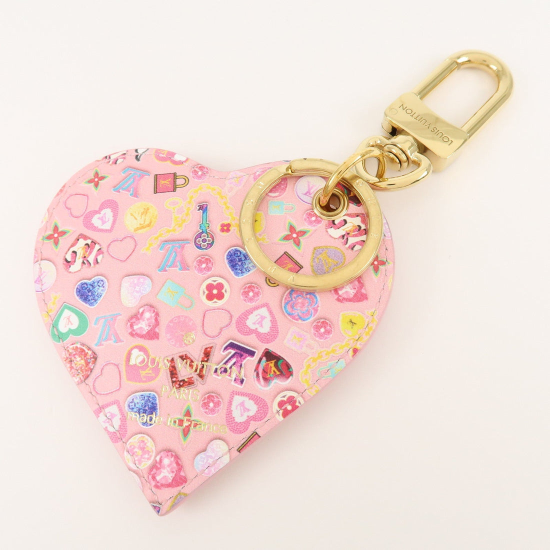 Louis Vuitton Monogram Vernis Porte Cles Love Lock Heart M01164