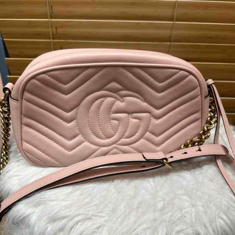 Gucci GG Marmont Shoulder Bag, Pink, Matelasse Leather, Small