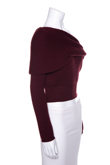 Christian Dior Maroon Off the Shoulder Sweater SZ 10