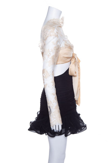 Zimmermann Beige and Black Mini Dress SZ 0 NWT