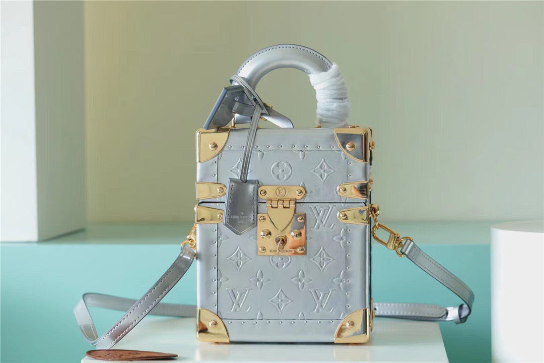 LV The Camera Box Monogram Empreinte By Nicolas Ghesquiere Light Blue For Womtlm,  Shoulder And Crossbody Bags 9.3in/16cm LV