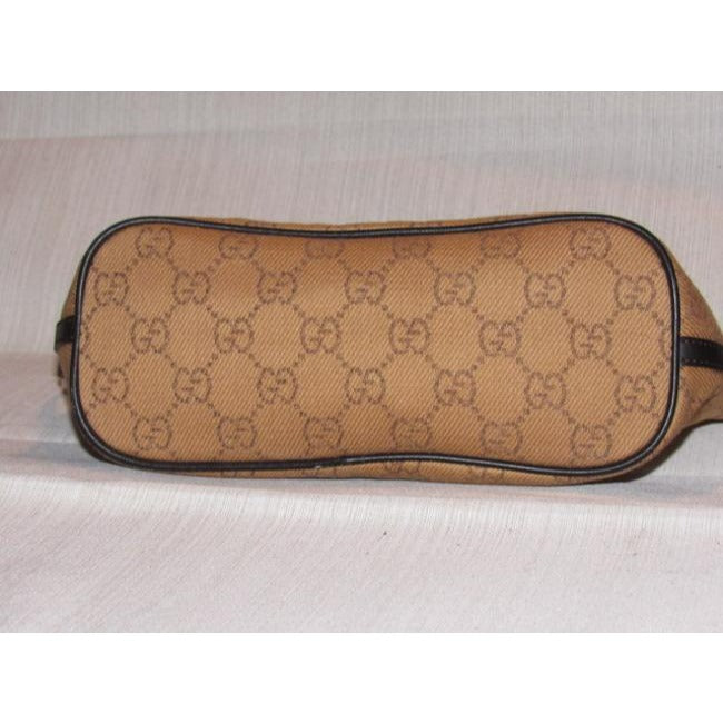 Gucci Vintage Rusty Orange Large G Logo Print Canvas Brown Leather And Hobo Bag