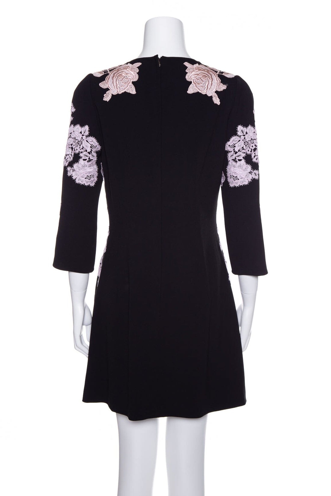 Dolce & Gabbana Black and Pink Floral Embroidered Dress SZ 44