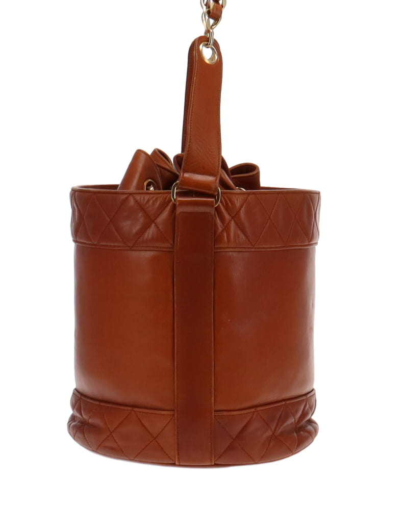 Chanel Vintage CC Cognac Lambskin Bucket Bag 1986/88