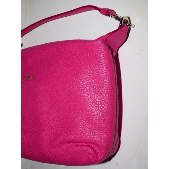 NWT, Furla, textured hot pink leather, two-way style, cross body, shoulder, or top handle, purse with built in cards slots!
